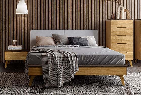 Кровать "Элва" (мягкое изголовье) массив и шпон дуба 7