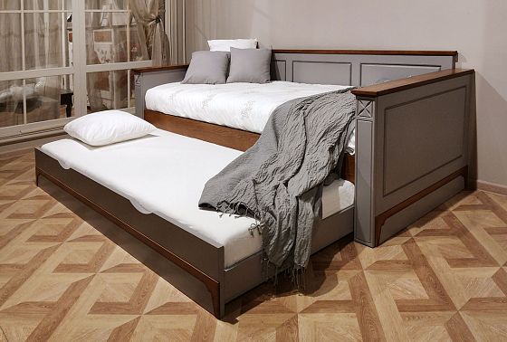 Кровать-диван под два матраса "Бриансон" массив и шпон дуба, МДФ 18