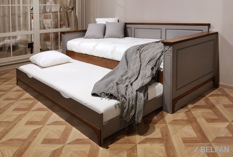 Кровать-диван под два матраса "Бриансон" массив и шпон дуба, МДФ 12