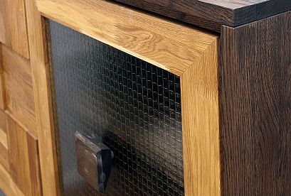 Шкаф "Cube Design" 6; фасад "шашки+стекло"; *КМ-009.213; графит, бейц-масло