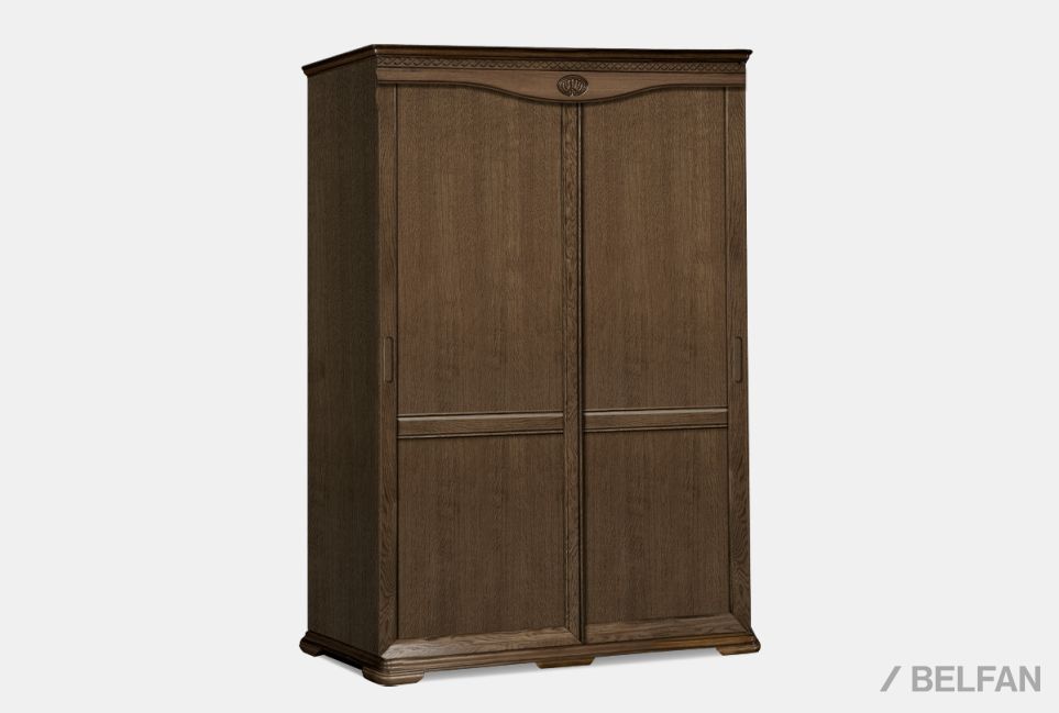 Шкаф-купе для одежды "Лика" 2-х дв. узкий массив и шпон дуба 1