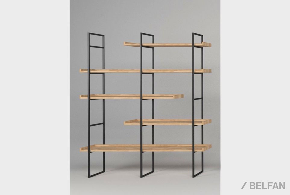 Стеллаж "Арт" 453 массив дуба, металл 8