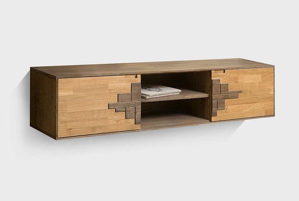 Тумба под ТВ навесная "Ирвинг Дизайн"; графит, бейц-масло