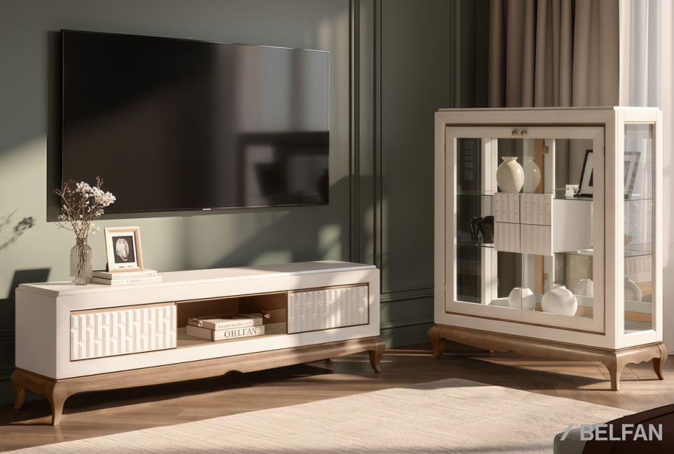 Тумба высокая "Армония" (стекло) массив и шпон дуба 7