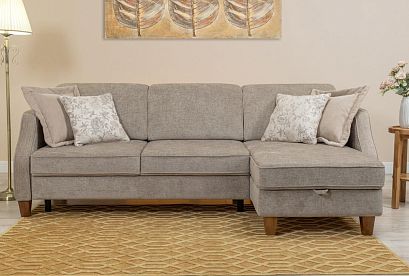 "Габриса" диван с оттоманкой; раскл.; 2MR.8ML; "Тик-так" (1450х2300); платина; Forte 10 (32082)+Forte 10 (32082)+Forte 10 (32082)