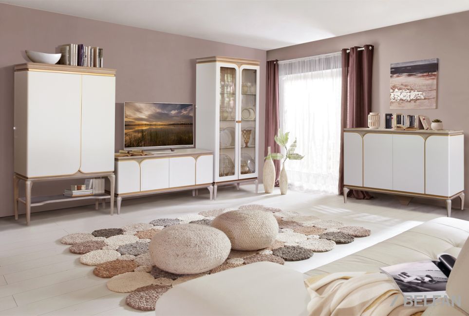 Шкаф с витриной 2-х дверный "Алекса" массив и шпон дуба, МДФ 6