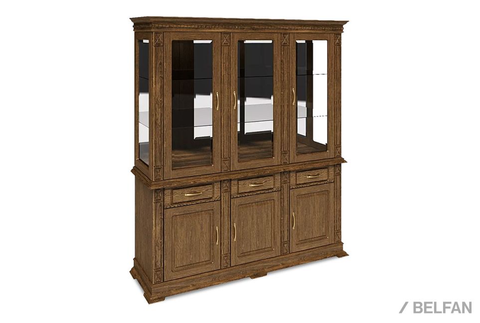 Шкаф комбинированный "Верди Люкс 3з" массив и шпон дуба 1