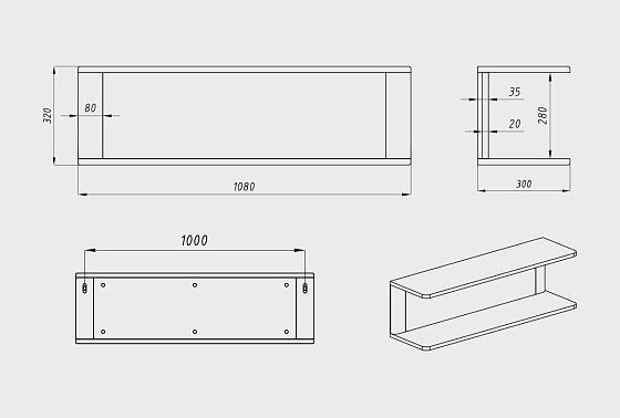 Полка настенная "Норд" 108 массив дуба 8
