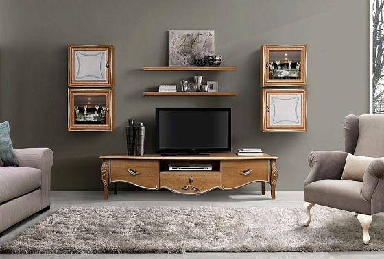 Тумба под ТВ "Трио" массив и шпон дуба 10