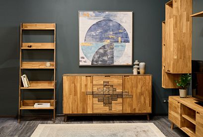 Тумба "Ирвинг Дизайн" 3; 2 двери, 4 ящика; графит, бейц-масло