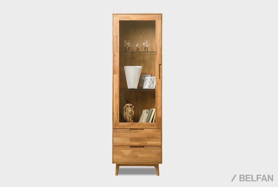 Шкаф с витриной 1-но дверный "Ирвинг" (левый) массив дуба 2