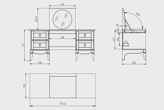 Стол туалетный "Стюарт" (2 тумбы) массив и шпон дуба 12