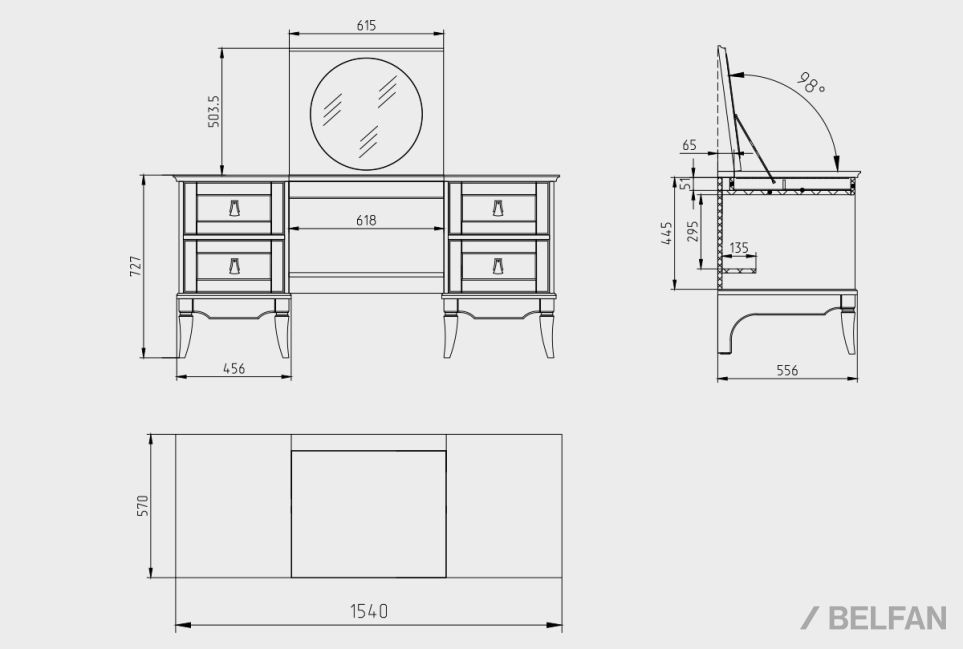 Стол туалетный "Стюарт" (2 тумбы) массив и шпон дуба 4