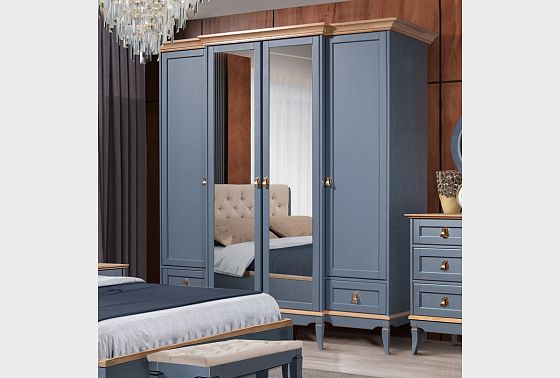 Шкаф для одежды 4-х дв. "Стюарт" (с зеркалом) массив и шпон дуба 3