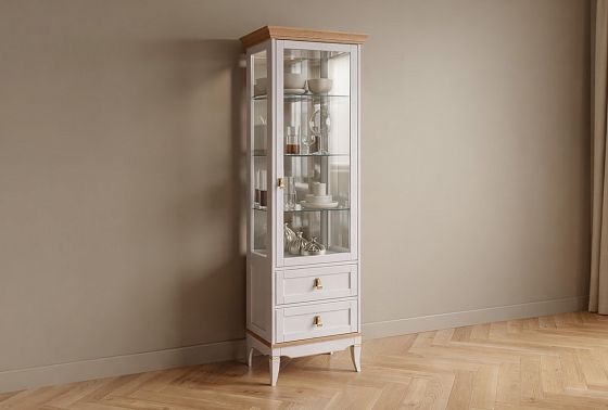 Витрина 1-но дверная "Стюарт" (правая) массив и шпон дуба 4