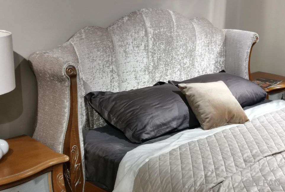 Кровать с мягким изголовьем (осн. дер) "Трио" массив и шпон дуба 4