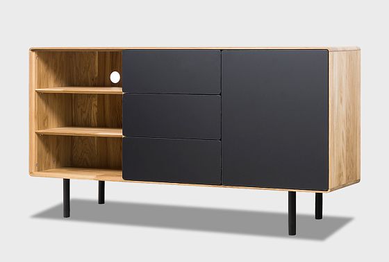 Тумба "Норман" 3 с нишей (левая) массив дуба, МДФ, металл 10