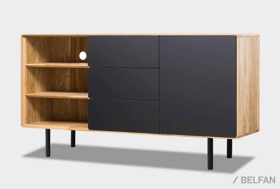 Тумба "Норман" 3 с нишей (левая) массив дуба, МДФ, металл 2