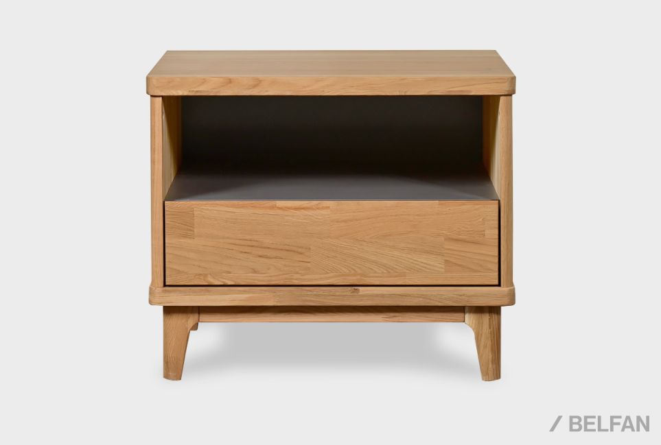 Тумба прикроватная "Уоллстрит" (с нишей) массив дуба, МДФ 2
