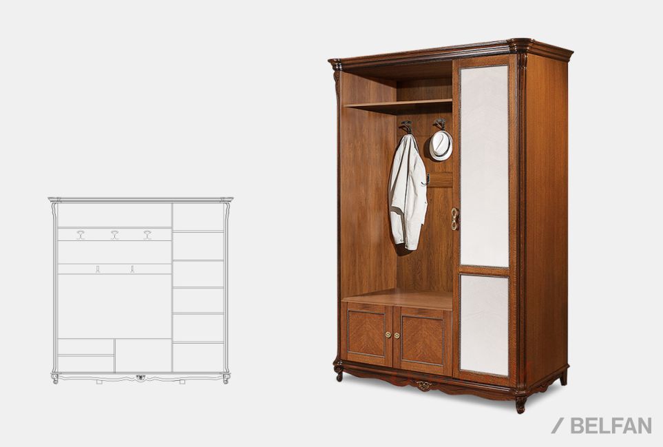 Шкаф комбинированный "Алези 1з" массив и шпон дуба 1