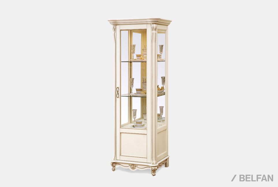 Шкаф с витриной "Алези 8" (правый) массив и шпон дуба 1