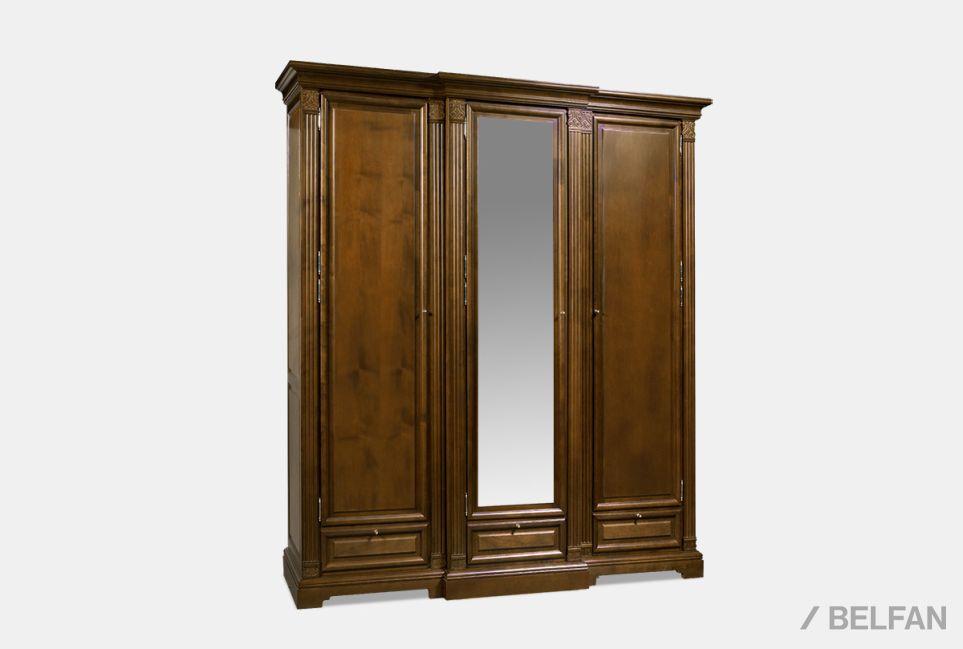 Шкаф для платья и белья "Престиж" 23 массив и шпон берёзы 1