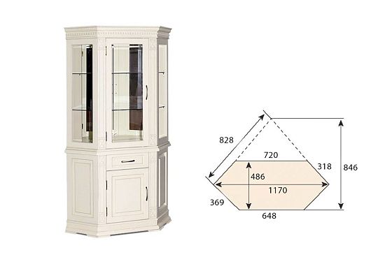 Шкаф комбинированный угловой "Верди Люкс 1уз" массив и шпон дуба 2
