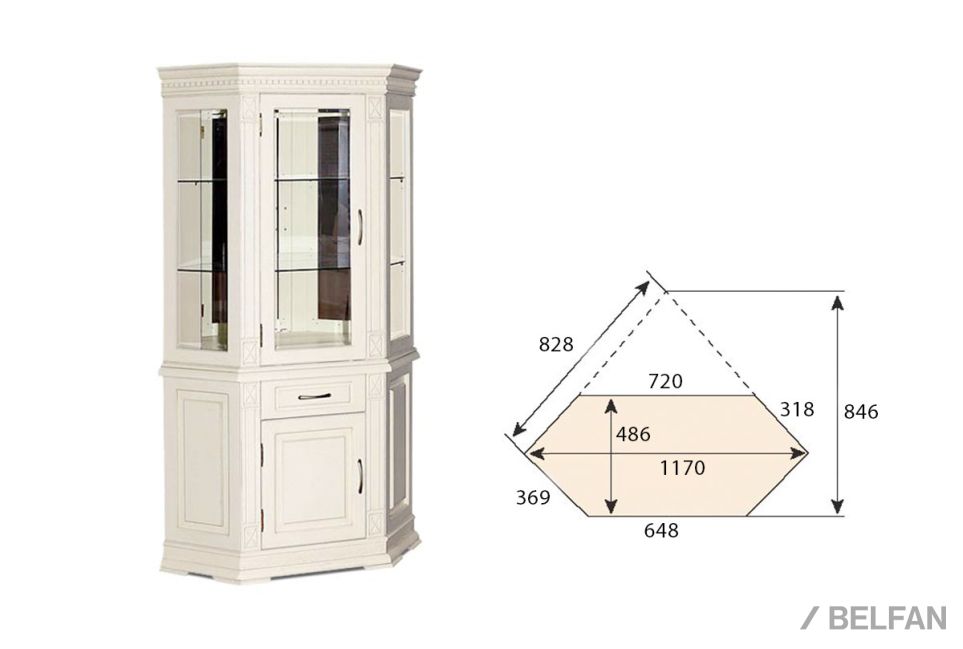 Шкаф комбинированный угловой "Верди Люкс 1уз" массив и шпон дуба 1