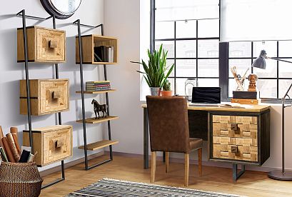 Стеллаж "Арт" 441; пристенный наклонный; *КМ-009.441; бейц-масло, чёрный металл