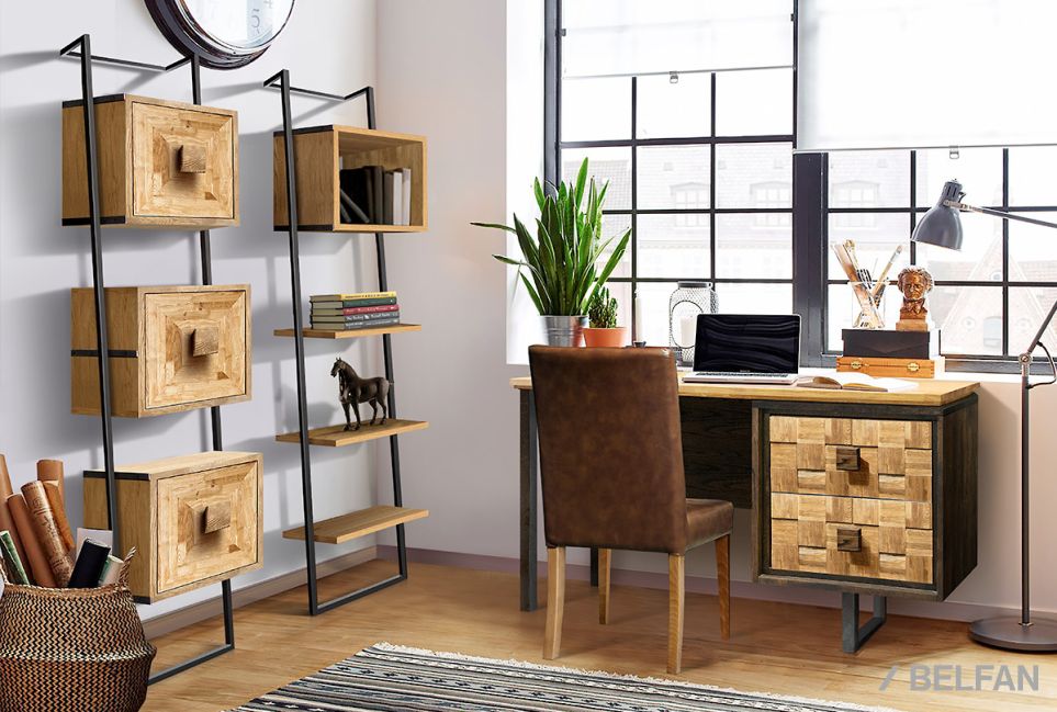 Стеллаж "Арт" 441 массив и шпон дуба, МДФ, металл 2