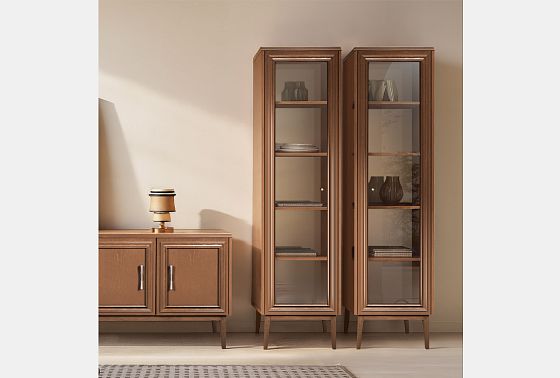 Витрина 1-но дв. "Сакраменто" (левая) массив и шпон дуба, МДФ 6