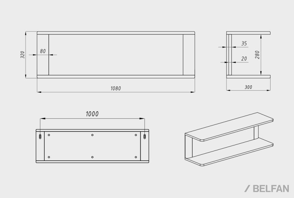 Полка настенная "Норд" 108 массив дуба 2