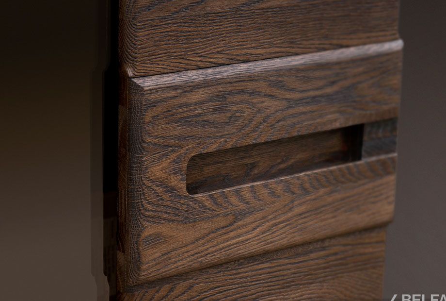 Шкаф с витриной 1-но секционный (высокий) "Хедмарк" массив и шпон дуба 2