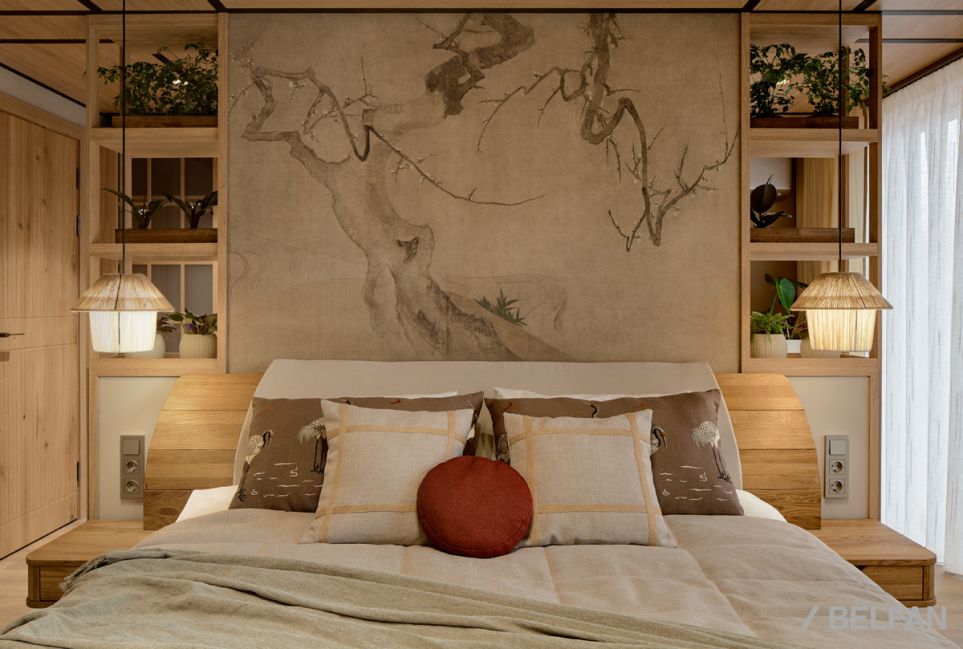 Кровать "Монблан" (с прикроватными тумбами) массив дуба 3