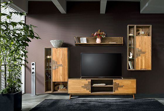 Шкаф навесной узкий "Ирвинг" 4 (стекло) массив дуба, стекло 2