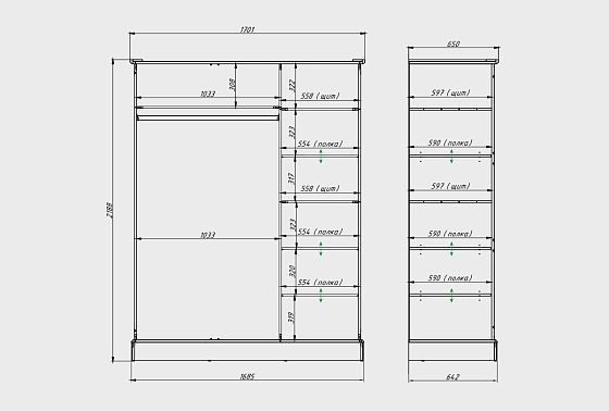 Шкаф для одежды 3-х дверный "Бриансон" массив и шпон дуба, МДФ 3