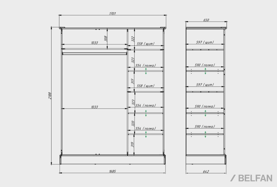 Шкаф для одежды 3-х дверный "Бриансон" массив и шпон дуба, МДФ 4