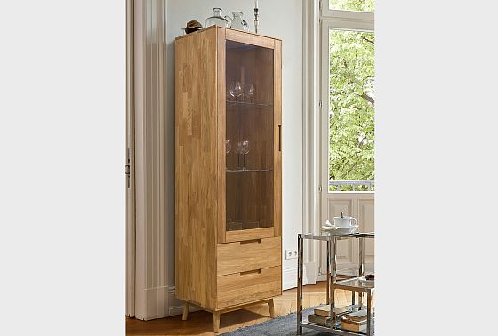 Шкаф с витриной 1-но дверный "Ирвинг" (левый) массив дуба 3