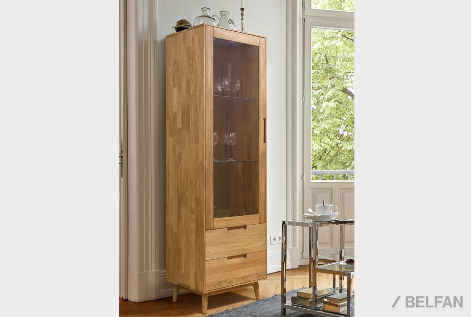 Шкаф с витриной 1-но дверный "Ирвинг" (левый) массив дуба 11