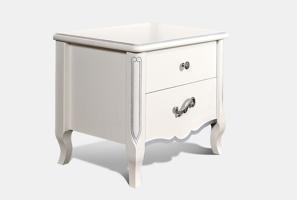 Тумба прикроватная "Катрин"; левая; альба с серебряной патиной