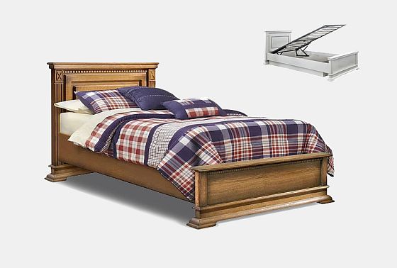 Кровать "Верди Люкс" (низкое изножье) с подъемным механизмом массив и шпон дуба 2