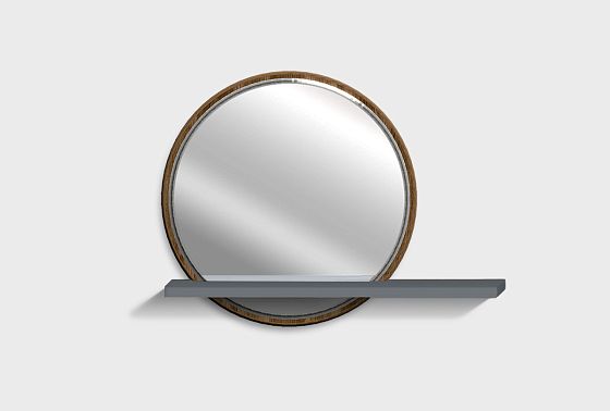 Зеркало настенное с полкой "Уоллстрит" (круглое) массив дуба 9