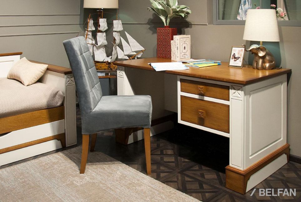 Стол письменный "Бриансон" (1 тумба справа) массив и шпон дуба, МДФ 1