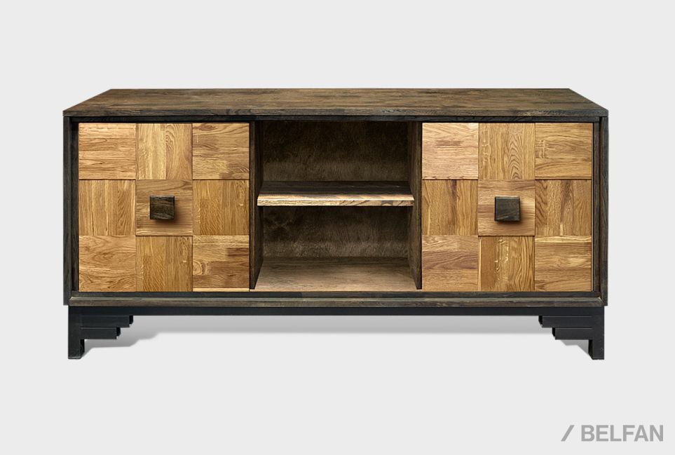 Тумба "Cube Design" 3 (с нишей) массив и шпон дуба 1