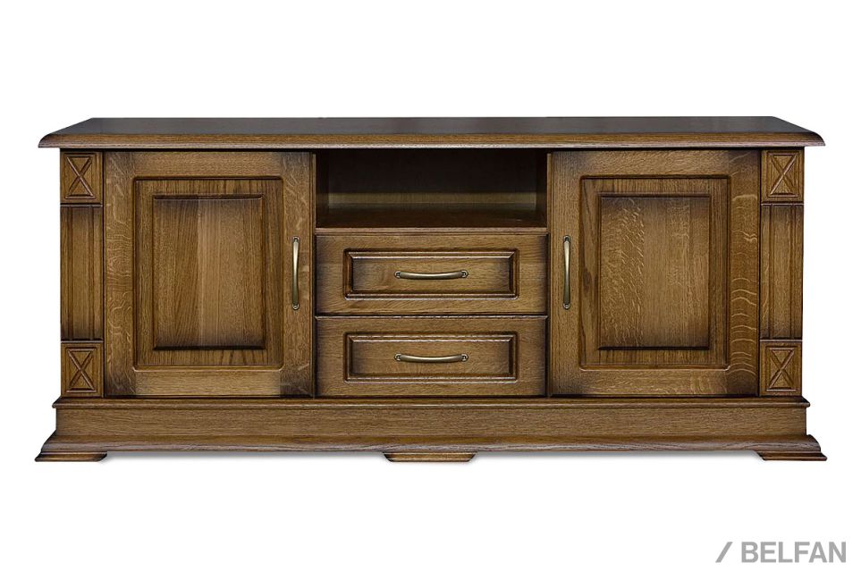 Тумба под ТВ "Верди Люкс ТВ2/1" (глухие двери) массив и шпон дуба 1