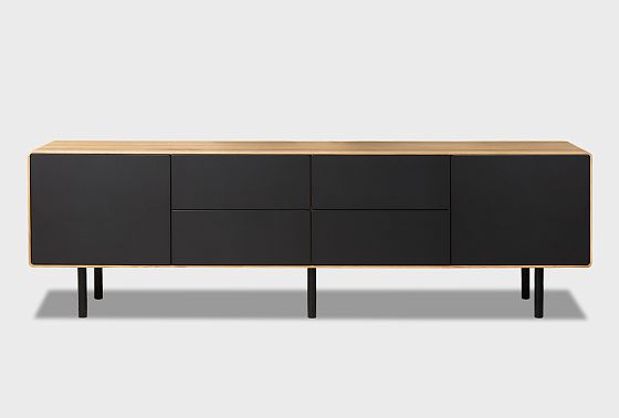 Тумба под ТВ высокая "Норман" 4 (с ящиками) массив дуба, МДФ, металл 6