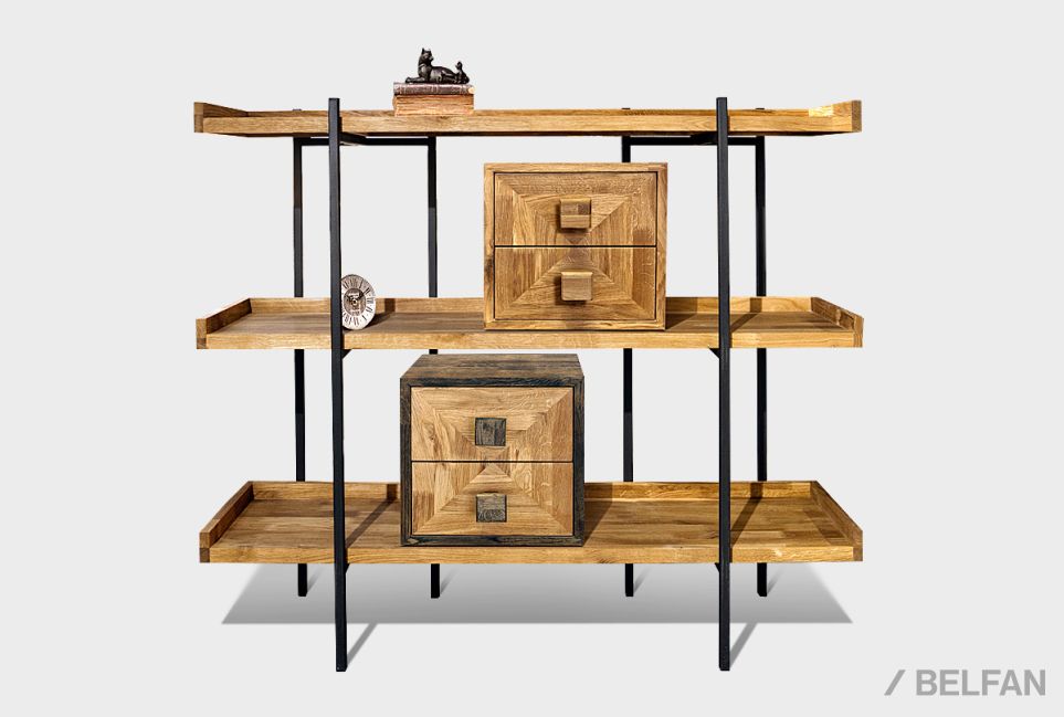 Модуль для стеллажей открытых "Cube Design" (с ящиками) массив дуба 5