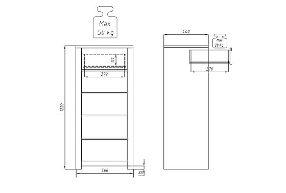 Комод "Норд" (высокий) массив дуба 11