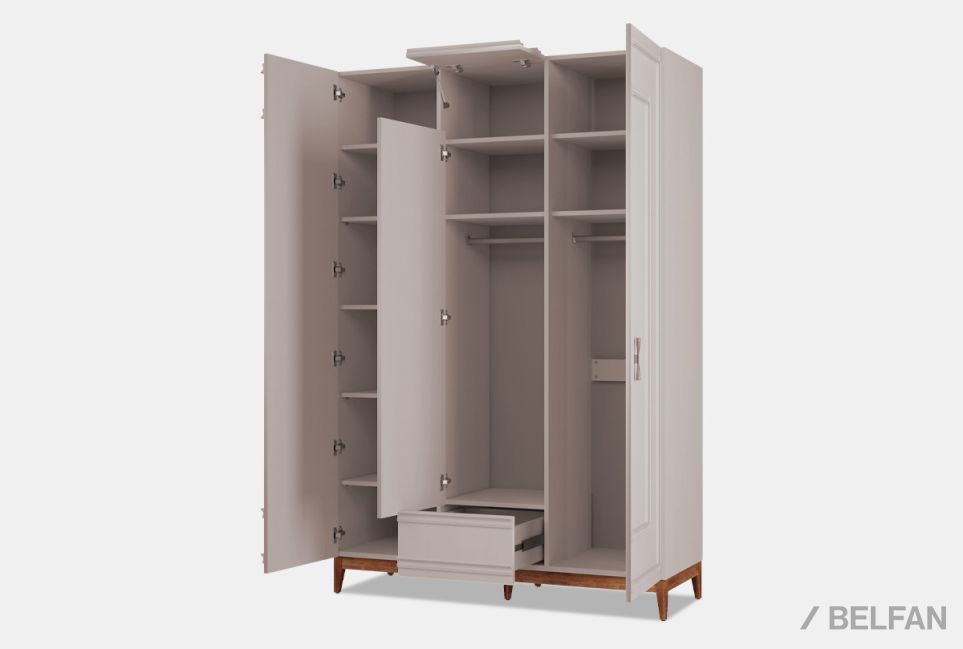 Шкаф 3-х дверный "Сакраменто" (с декором) массив и шпон дуба, МДФ 6