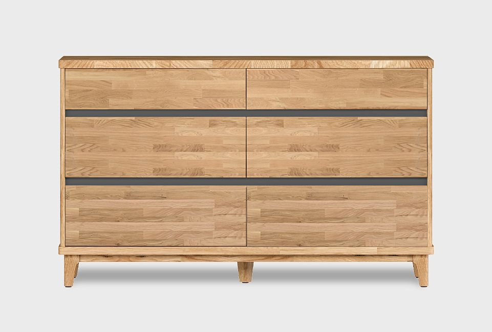 Комод "Уоллстрит" 6; к-бейц-масло, ф-белый, вст-бейц-масло